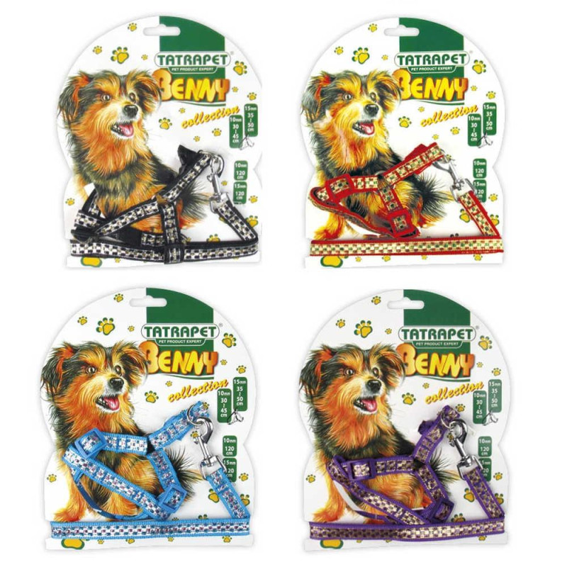 Набір TETRAPET шлея +повідець, нейлон Benny, 1,5х35-50/120см