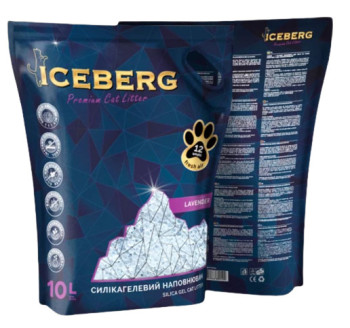 Айсберг Iceberg гігієнічний силікагелевий наповнювач для котячого туалету, з ароматом лаванди, 10 л (2083)