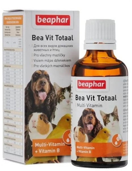 Beaphar Bea Vit Totaal вітамінний комплекс для нормалізації обміну речовин у собак, кішок, гризунів і декоративних птахів, 50 мл