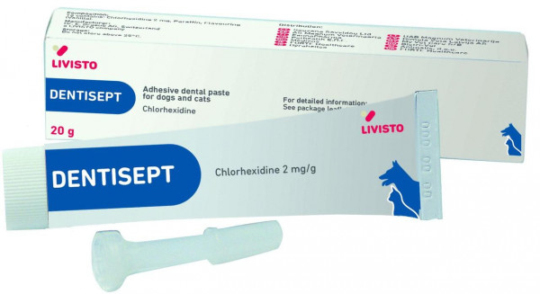 Дентісепт Dentisept Livisto зубна паста з хлоргексидином для собак і кішок, 20 гр