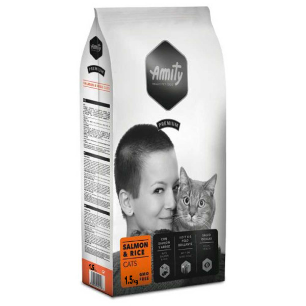 Аміті Amity Cat Adult Salmon &amp; Rice сухий корм із лососем і рисом для дорослих котів, 1,5 кг (085 SALM 1.5 KG)