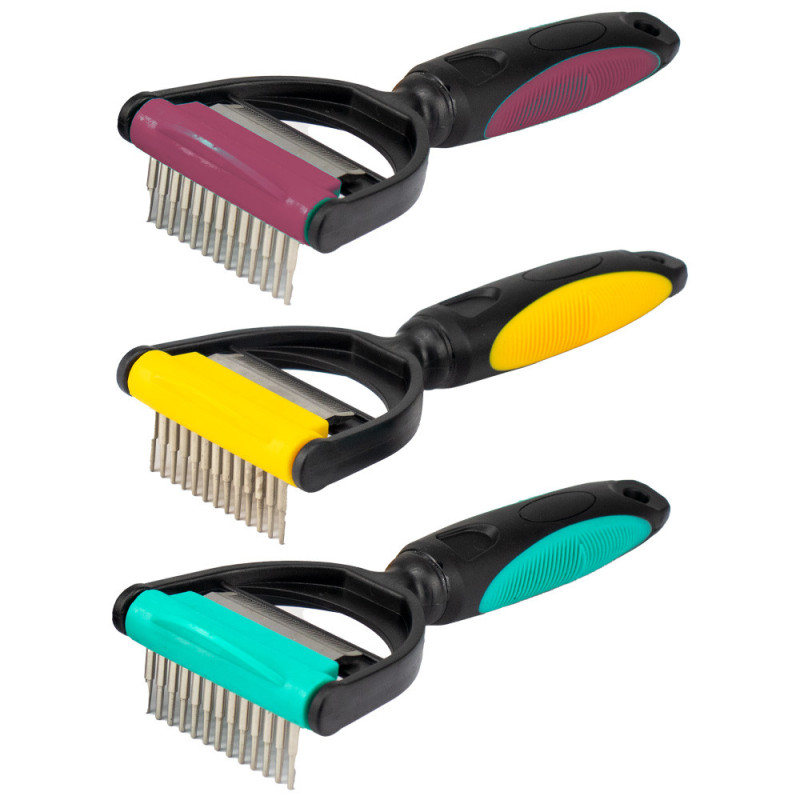 Дешеддер для собак і котів 2*1 для видалення колтунів і підшерстя"Пухнастики"7.2*20.5 см