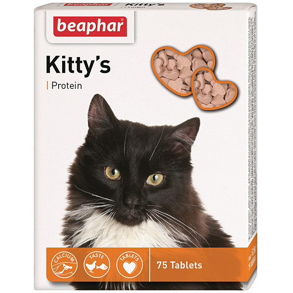 Кіттіс Протеїн Beaphar Kitty`s Protein вітамінізовані ласощі (сердечка) для котів, 75 таблеток Кіттіс Протеїн Beaphar Kitty`s Protein вітамінізовані ласощі (сердечка) для котів, 75 таблеток