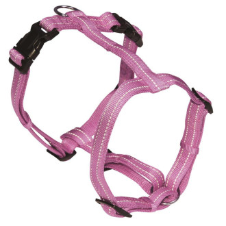 Шлея CROCI SOFT REFLECTIVE H-образна, світловідбиваюча, м'яка, рожева, нейлон, 1,5x35-50 см