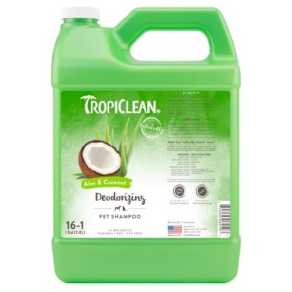 Шампунь Алое і кокос TropiClean Aloe &amp; Coconut дезодоруючий для собак і котів, 3,8 л, концентрат 1:16 (060197)