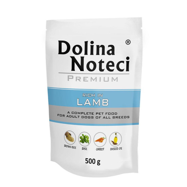 Пауч Dolina Noteci Premium для собак з ягнятиною, 500 гр