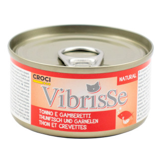 Конcерви для котів VIBRISSE тунець/креветки,  70г