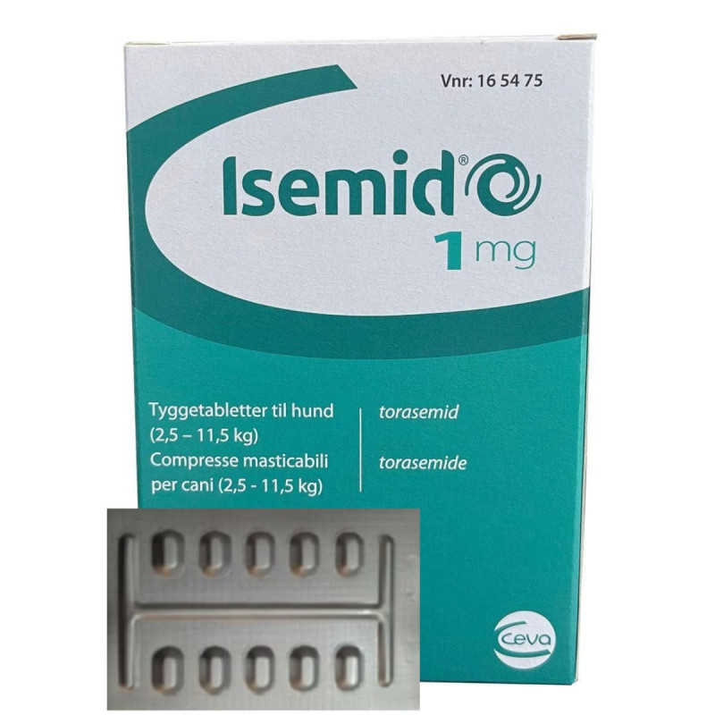 Ісемід 1 мг Ceva Isemid при застійній серцевій недостатності, набряку легенів у маленьких собак, 10 таблеток