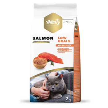 Аміті Amity Super Premium Low Grain Salmon Adult Cat низькозерновий сухий корм із лососем для котів, 7 кг (SP 939 SALM 7KG)