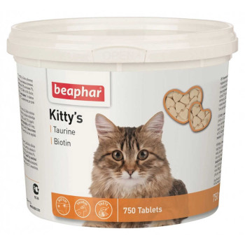 Кіттіс Таурин Kitty's Taurine + Biotine вітамінізовані ласощі з таурином і біотином для котів, 750 таблеток (12597)