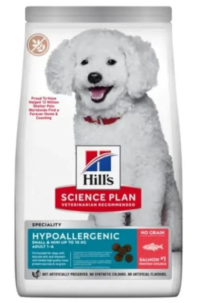 Хіллс Hill's SP Canine Adult Small &amp; Mini Hypoallergenic Salmon гіпоалергенний корм з лососем для дрібних собак, 1,5 кг (607840)