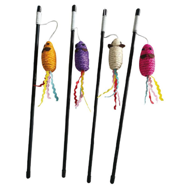 Іграшка для котів CROCI STICK Дразнилка миша сезаль, 40 см