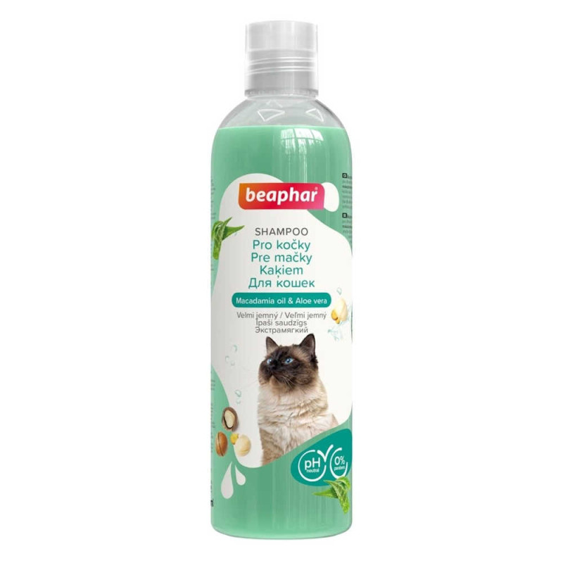 Шампунь Beaphar Shampoo for Cats Macadamia &amp; Aloe Vera з Макадамією та Алое Вера для котів із чутливою шкірою, 250 мл (19963)