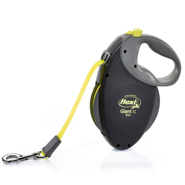 Рулетка FLEXI Giant Neon XL, 8м, до 50 кг, стрічка, чорна з жовтим (0004)