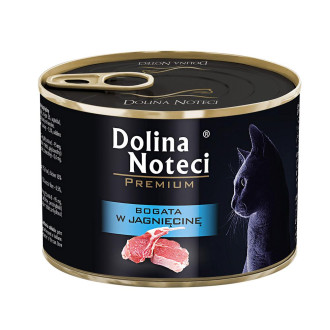 Корм конс.Dolina Noteci Premium  для котів, м'ясні шматочки в соусі з ягнятиною,185 гр
