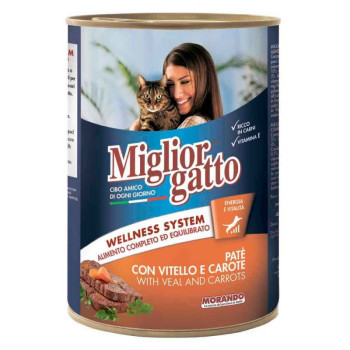 Морандо Morando Migliorgatto Wellness System Pate Veal &amp; Carrots паштет з телятиною та морквою для кішок, 6 консервів по 400 гр