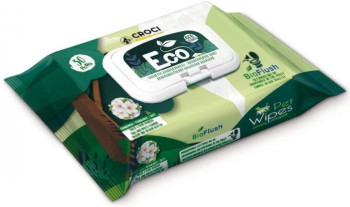 Croci Eco Talc &amp; Flowers серветки гігієнічні з тальком і квітами для котів і собак, 30 серветок (C6052776)
