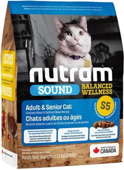 Нутрам Nutram S5 Sound BW Adult &amp; Senior Cat сухий корм для дорослих і літніх котів із проблемами сечовипускання, 1,13 кг (S5_(1,13kg)