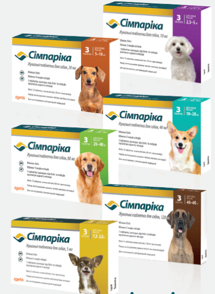 Сімпаріка для собак 10 - 20 кг Simparica 40 мг таблетки від бліх і кліщів, 3 таблетки