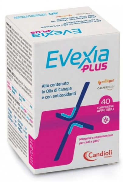 Евексія Плюс Candioli Evexia Plus з конопляною олією в разі хронічних болів у собак і котів, 40 таблеток (банка) (PAE6328)