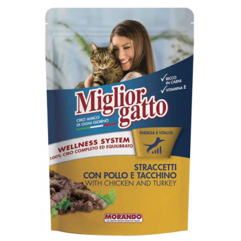 Морандо Morando Migliorgatto Wellness System Chicken &amp; Turkey Pouches курка і індичка, вологий корм для котів, 12 паучів по 100 гр
