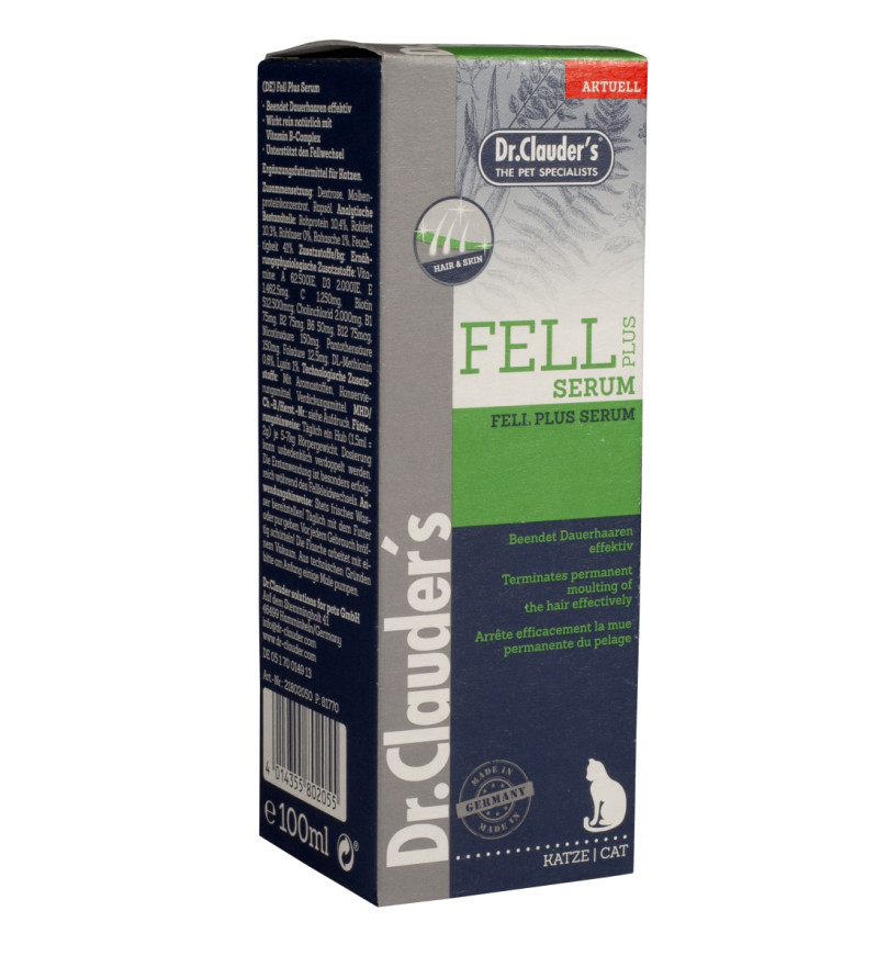Dr.Clauder’s Hair &amp; Skin Fell Plus Serum Cat вітаміни, мінерали для кішок, схильних до постійного линяння, 100 мл