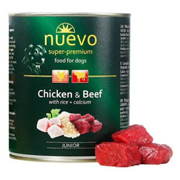 Нуево 800 гр Nuevo Junior Chicken &amp; Beef вологий корм з куркою, яловичиною, рисом для цуценят (95014)