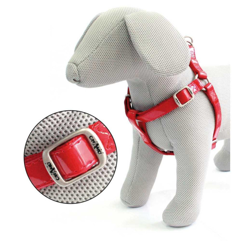 Шлея CROCI GLOSSY , (глянцева  штучна шкіра лак +нейлон), червона 50-75x2см