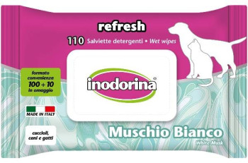 Inodorina Salvietta Refresh Muschio Bianco серветки з ароматом мускусу для котів і собак, 110 серветок (2300120006)