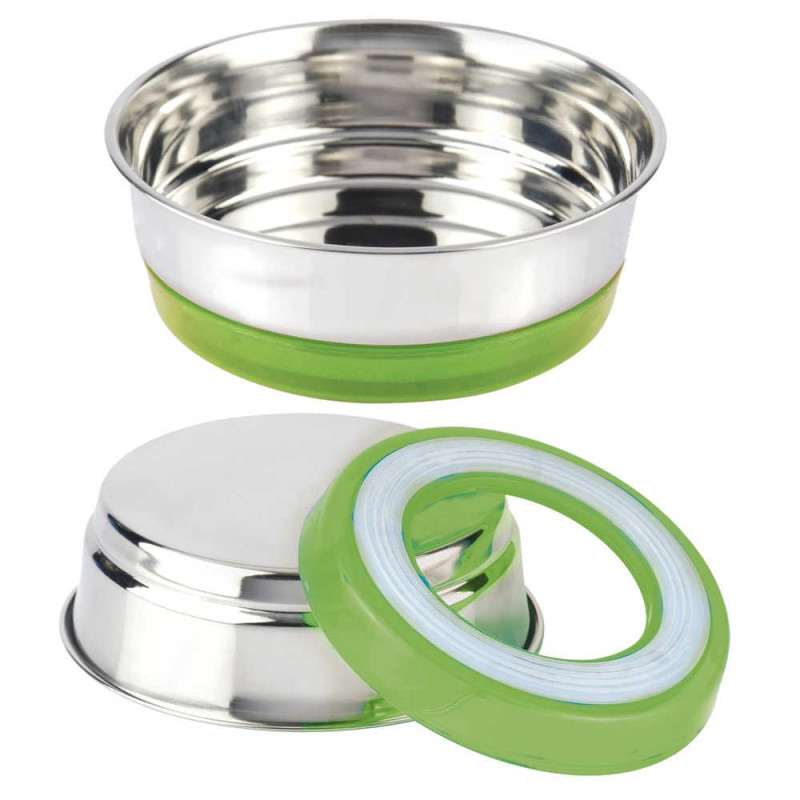 Миска CROCI Neon на гумці, салатовий неон, нерж., 0,47л, 14см