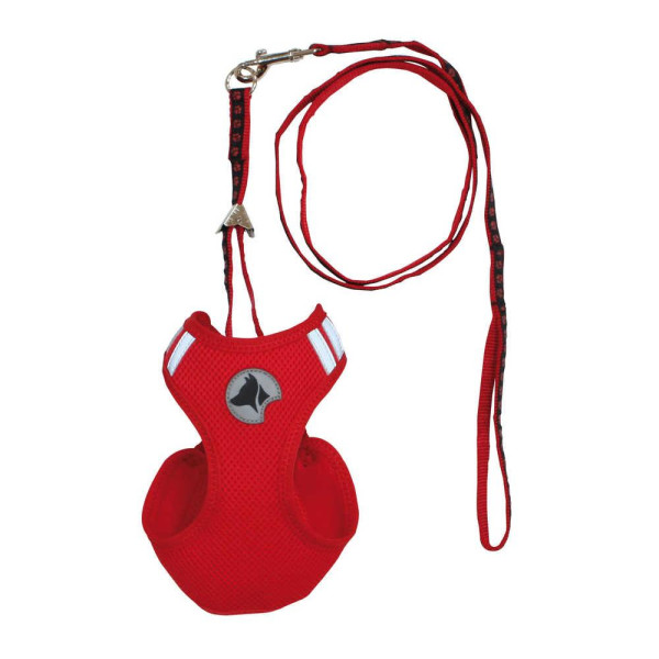 Набір CROCI HIKING PARURE, регульована шлея + поводок, червоний, нейлон, M 23-26cm / 35-41cm