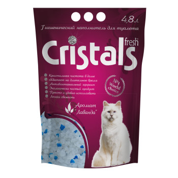 Кристал Фреш Cristals Fresh силікагелевий гігієнічний наповнювач із лавандою для котячого туалету, 4,8 л (Cristal 4,8)