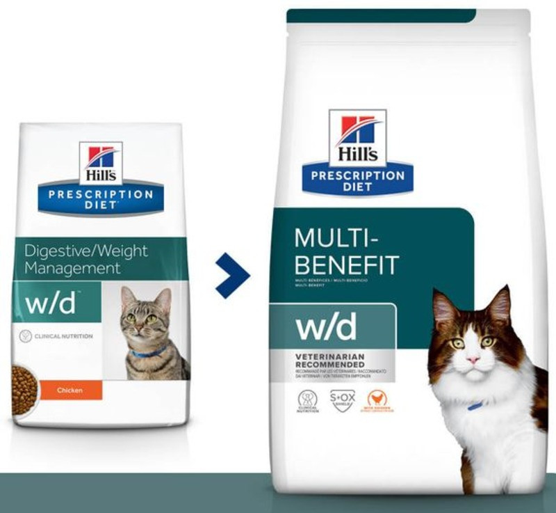 Хілс Hill's PD Feline W/D Multi-Benefit лікувальний сухий корм для котів у разі цукрового діабету та ожиріння, 1,5 кг (606274)