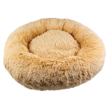 Лежак Пончик Пухнастики 60 * 60 см для котів і собак, колір бежевий (ММ-35)