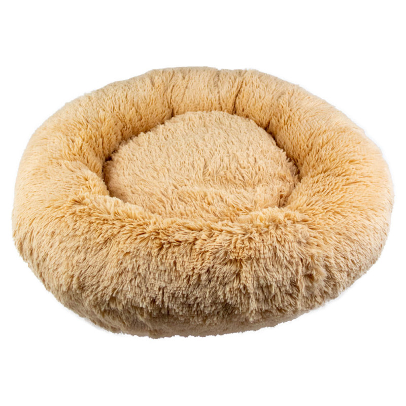 Лежак Пончик Пухнастики 60 * 60 см для котів і собак, колір бежевий (ММ-35)