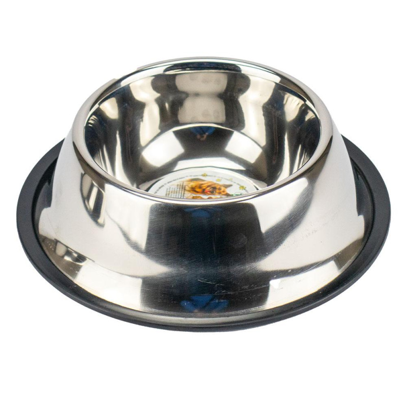 Миска TETRAPET для спанієля з нержавіючої сталі, прогумованим дном, 1л /15 см