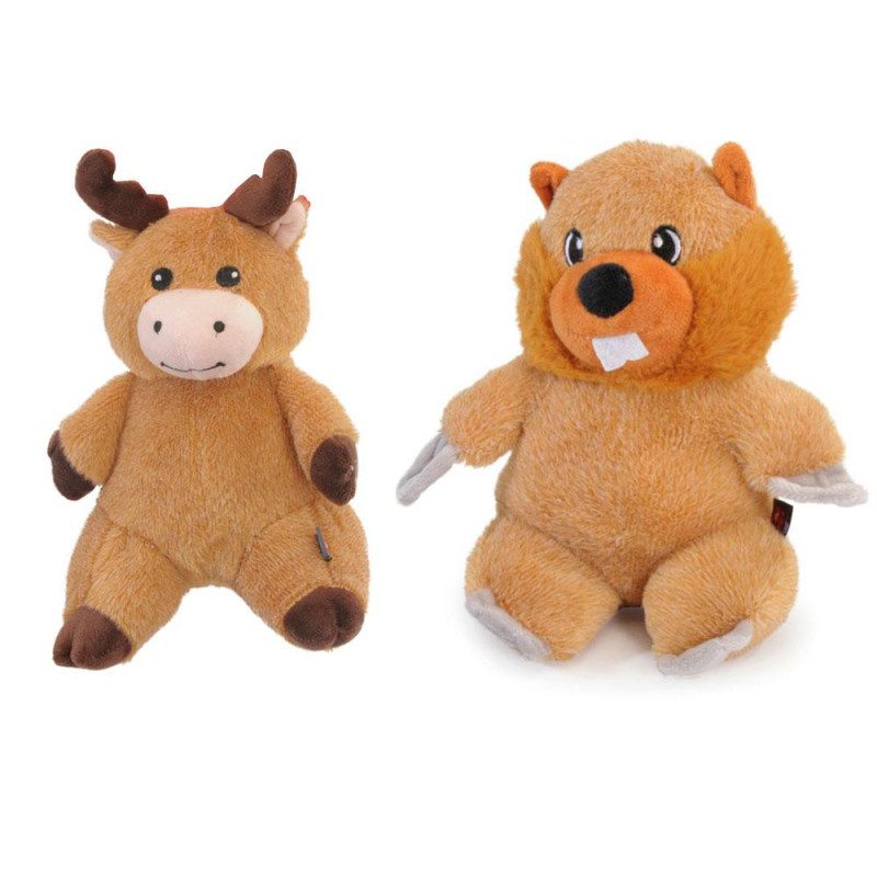 Іграшка для собак CAMON бобер та олень плюшеві з пищалкою, 22 см