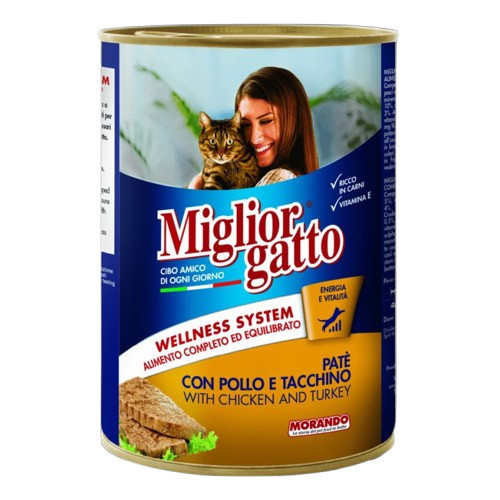 Морандо Morando Migliorgatto Wellness System Pate Chicken &amp; Turkey паштет з куркою та індичкою для котів, 6 консервів по 400 гр