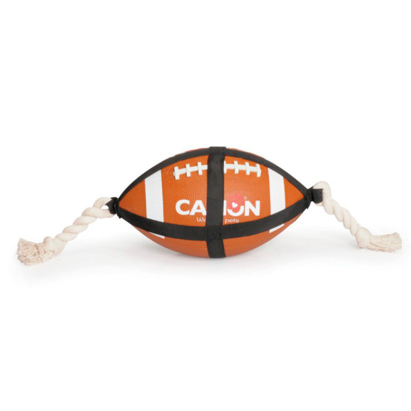 Іграшка для собак CAMON м'яч гумовий для американського футболу з мотузяними ручками, 27,5 см
