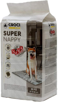 Пелюшки для собак Croci Super Nappy (принт газета) 57*54 см, 60 пелюшок в упаковці (C6028721)