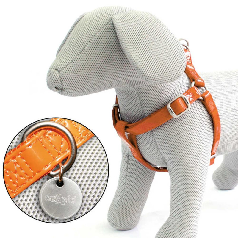 Шлея CROCI GLOSSY , (глянцева  штучна шкіра лак +нейлон), помаранчева 50-75x2см