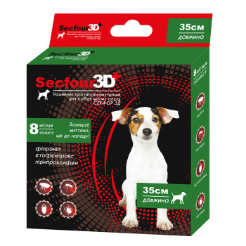Нашийник Secfour 3D для собак , 35 см 12шт/уп (етофенпрокс/фіпроніл/пірипроксифен),захист від бліх і кліщів 8 міс.