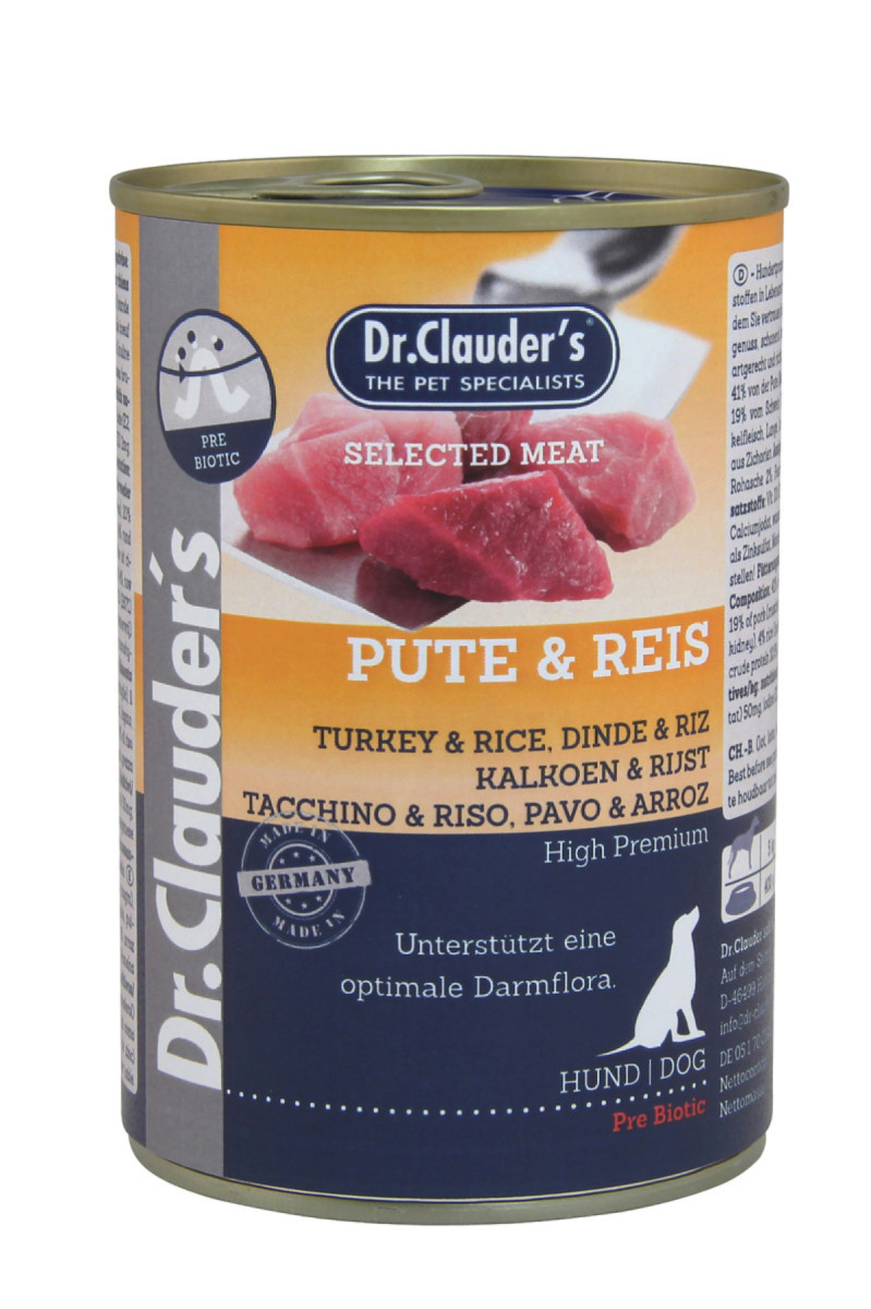 Dr. Clauder's Selected Meat Turkey &amp; Rice індичка та рис, консервований корм для дорослих собак, 400 гр