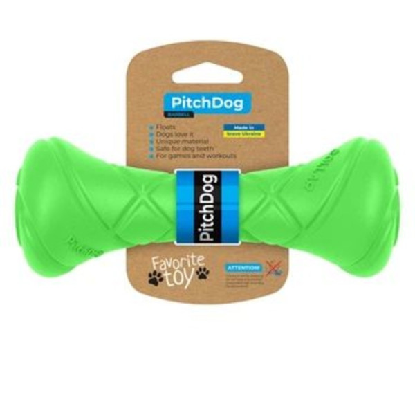 Пітч Дог Collar PitchDog ігрова гантель для апортування собак, довжина 19 см, діаметр 7 см, колір салатовий
