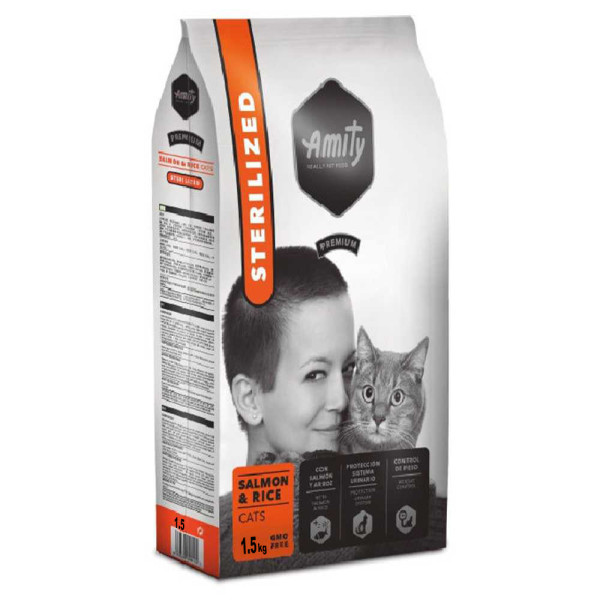 Аміті Amity Cat Sterilized Salmon &amp; Rice сухий корм із лососем і рисом для стерилізованих котів, 1,5 кг (092 STER SALM 1.5 KG)