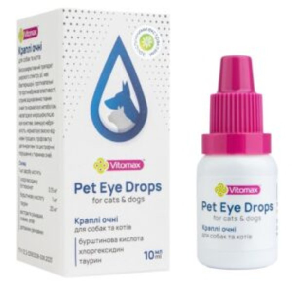 Краплі для очей Vitomax Pet Eye Drops для котів і собак, 10 мл Краплі для очей Vitomax Pet Eye Drops для котів і собак, 10 мл