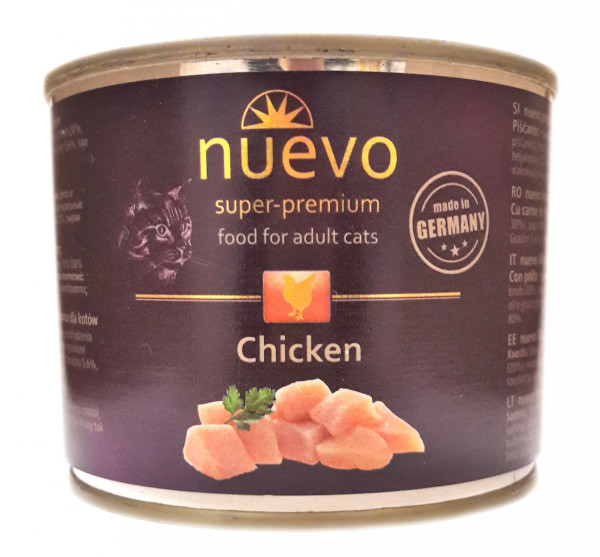 Нуево 200 гр Nuevo Cat Adult Chicken вологий консервований корм з куркою для котів, упаковка 6 банок