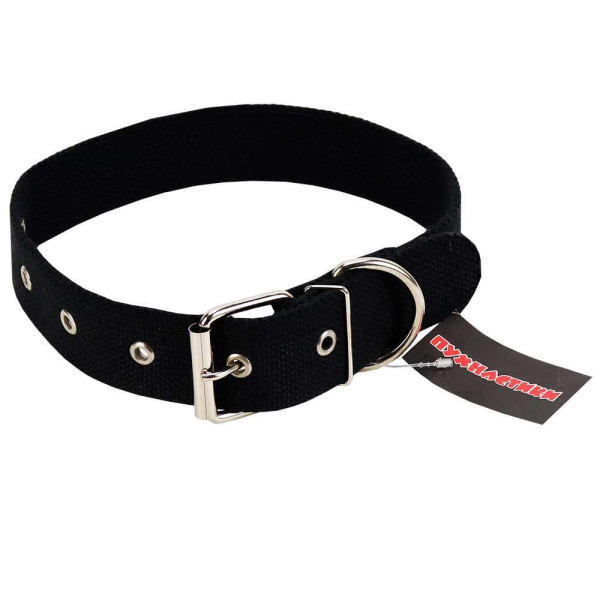 Нашийник  брезентовий  "Пухнастики",  чорний  35 мм/60см