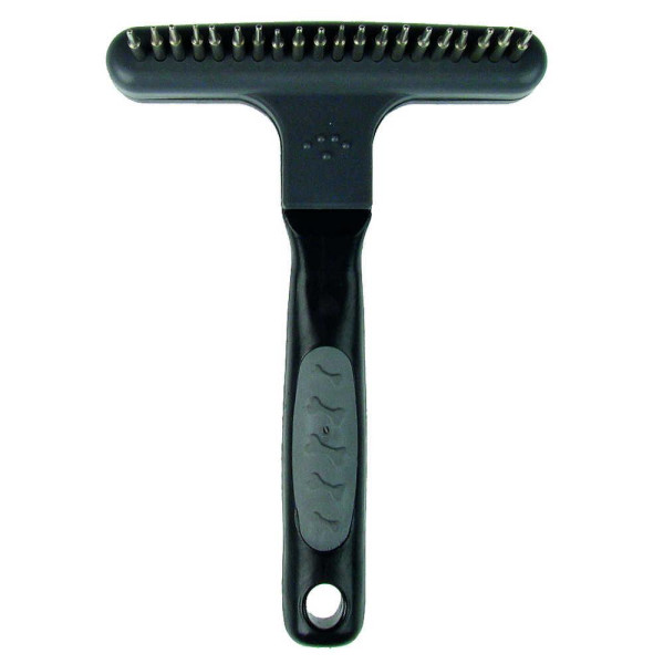 Гребінець-граблі односторонні/однорядні з пласт.ручкою TETRAPET Dog Salon, 10,5*17 см