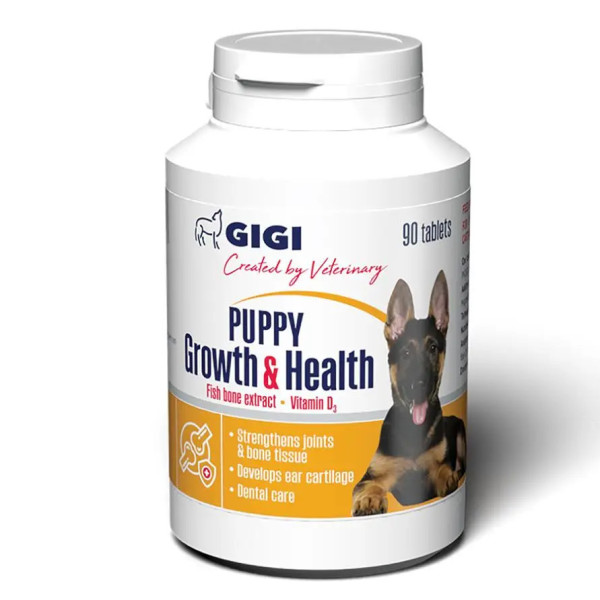 GiGi Puppy Growth &amp; Health вітаміни для зміцнення кісток, суглобів та хрящової тканини у цуценят, 90 таблеток